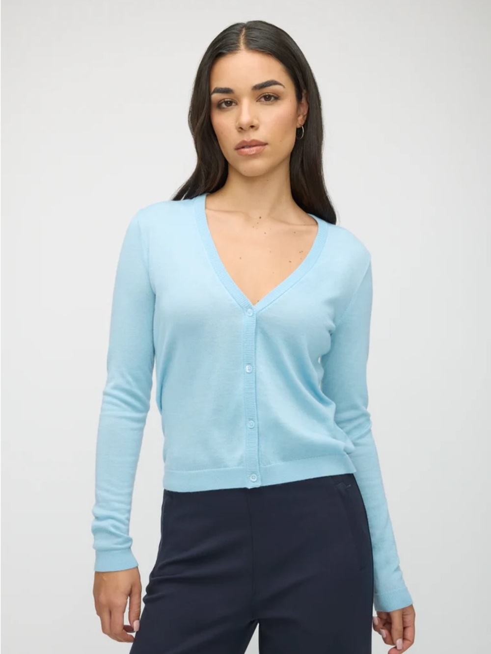 Kit and Ace Light Blue V-Neck Button-Front Cardigan